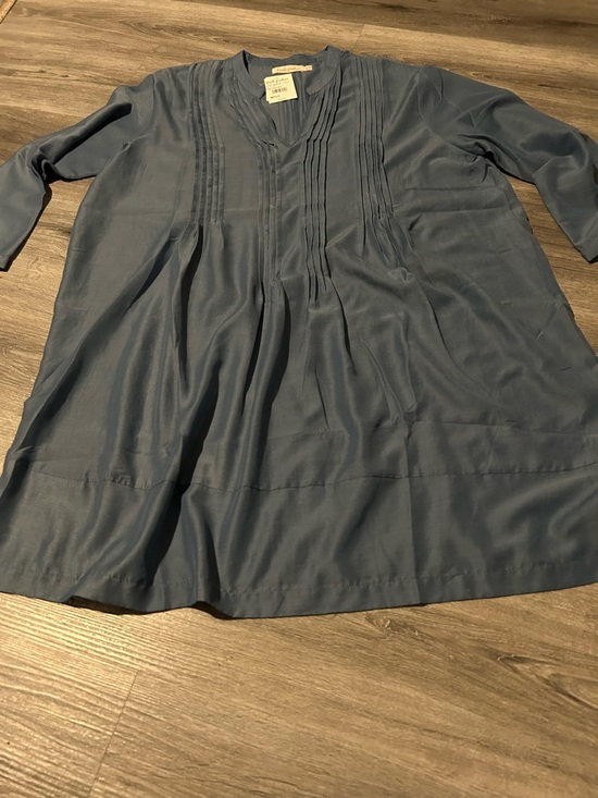 fresh produce Tops - fresh produce Slate Blue Pintuck V-Neck Tunic